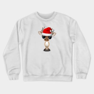 Baby Deer Wearing a Santa Hat Crewneck Sweatshirt